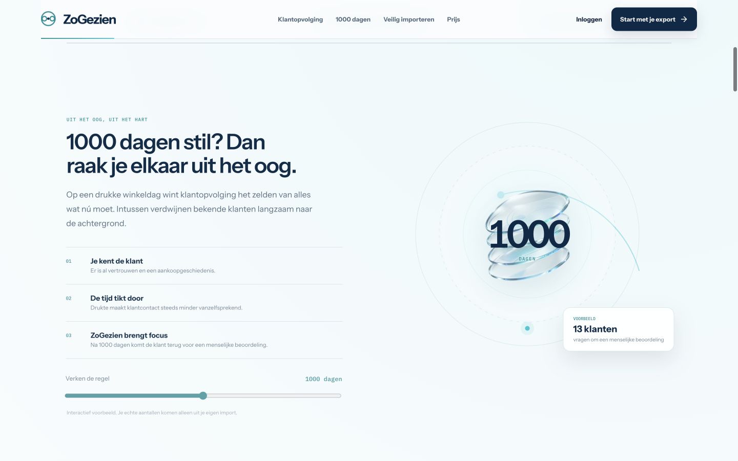ZoGezien met een interactieve uitleg over de periode zonder klantcontact en de 1000-dagenregel